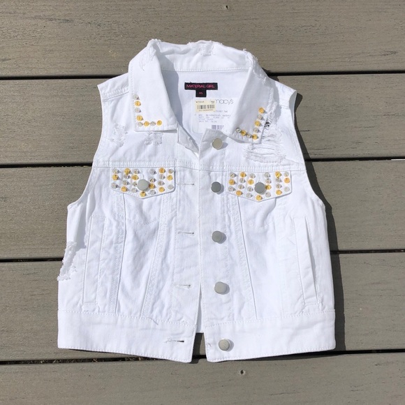 Material Girl Jackets & Blazers - Material Girl White Studded Vest